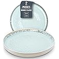 Dinner Plates 2-piece Set Stoneware - Stylish Cake Plates Dishwasher-, Microwave-, Scratch-resistant - Small Plates, Salad Plates in Light Beige-Blue - Pure Living Dinnerware, Large