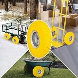 BARGAINS-GALORE 10/14 inch Pneumatic Sack Truck Wheel Set Yellow Red Black TYRES view 4