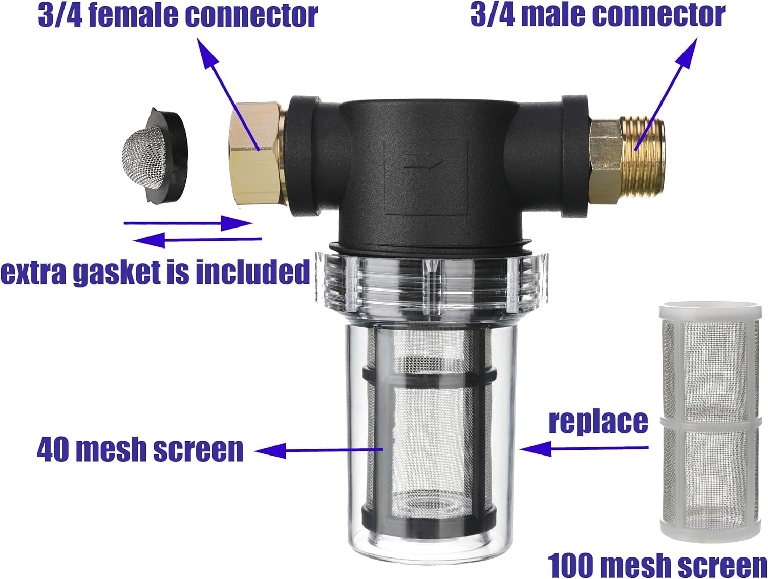 M MINGLE Garden Hose Filter for Pressure Washer Inlet Water, Inline