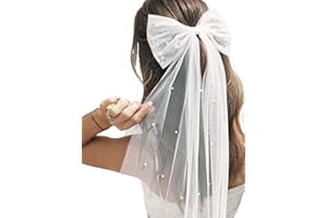 YAEISM Bridal Veil Bachelorette Party Veil White Bow Wedding Veil Elegant Tulle Layer Hair Clip for Women and Girls