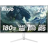Pixio PX278 Wave White 27 inch 180Hz Refresh Rate QHD 1440p Resolution Fast IPS Panel 1ms GTG Response Time White Gaming Moni