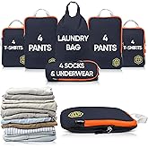 Large Compression Packing Cubes for Travel-Packing Cube Luggage Organizers 7 Piece Set for Checked Luggage-Ultralight, Expandable/Compression Bags by TRIPPED Travel Gear (Grey/Orange)
