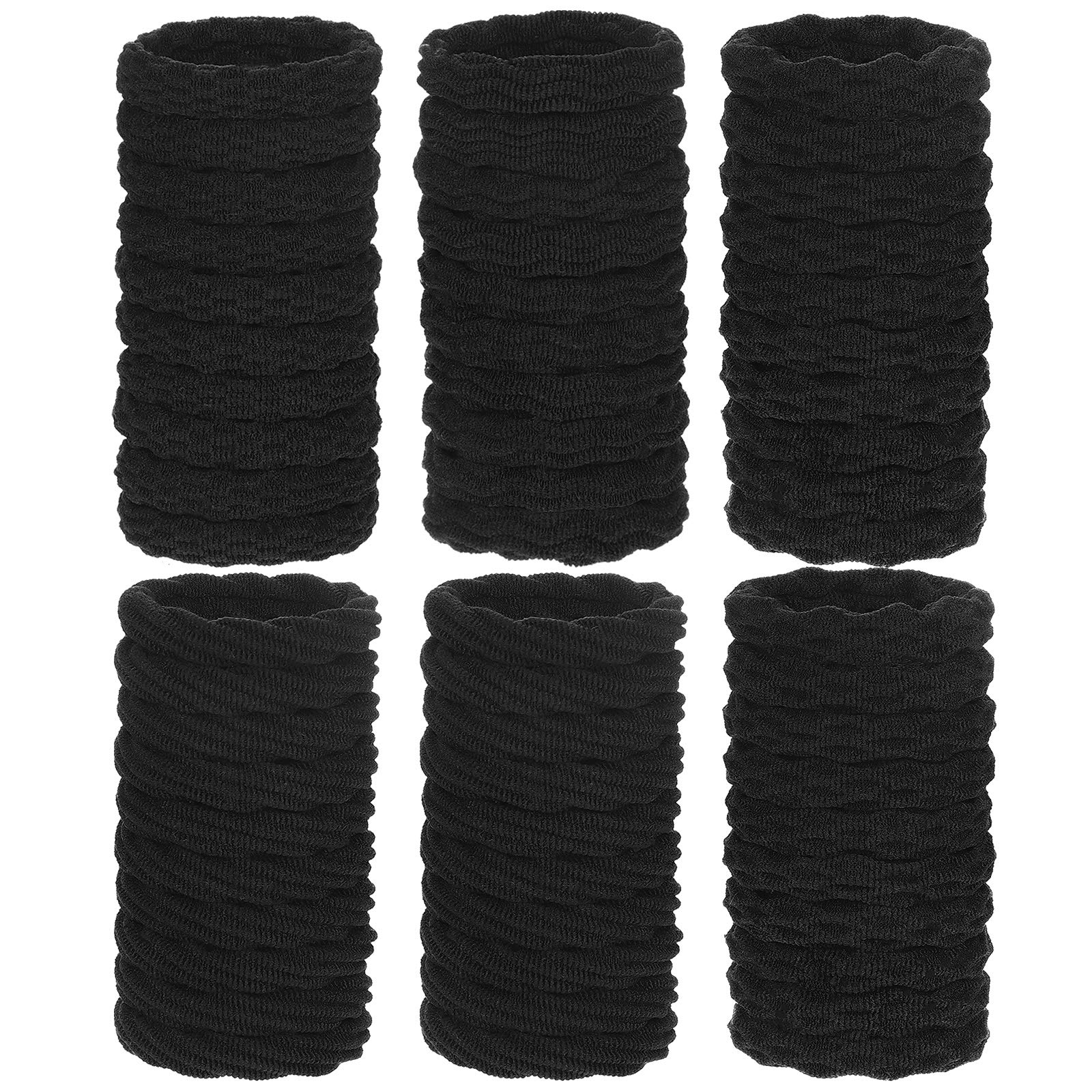 60 Pieces Seamless Hair Ties Ponytail Holders Thick Elastic Hair Tie Cotton No Crease Hair Band for Women,girl,thick Heavy and Curly Hair,lightweight Highly Elastic,4 Styles(Black,Fresh Style)