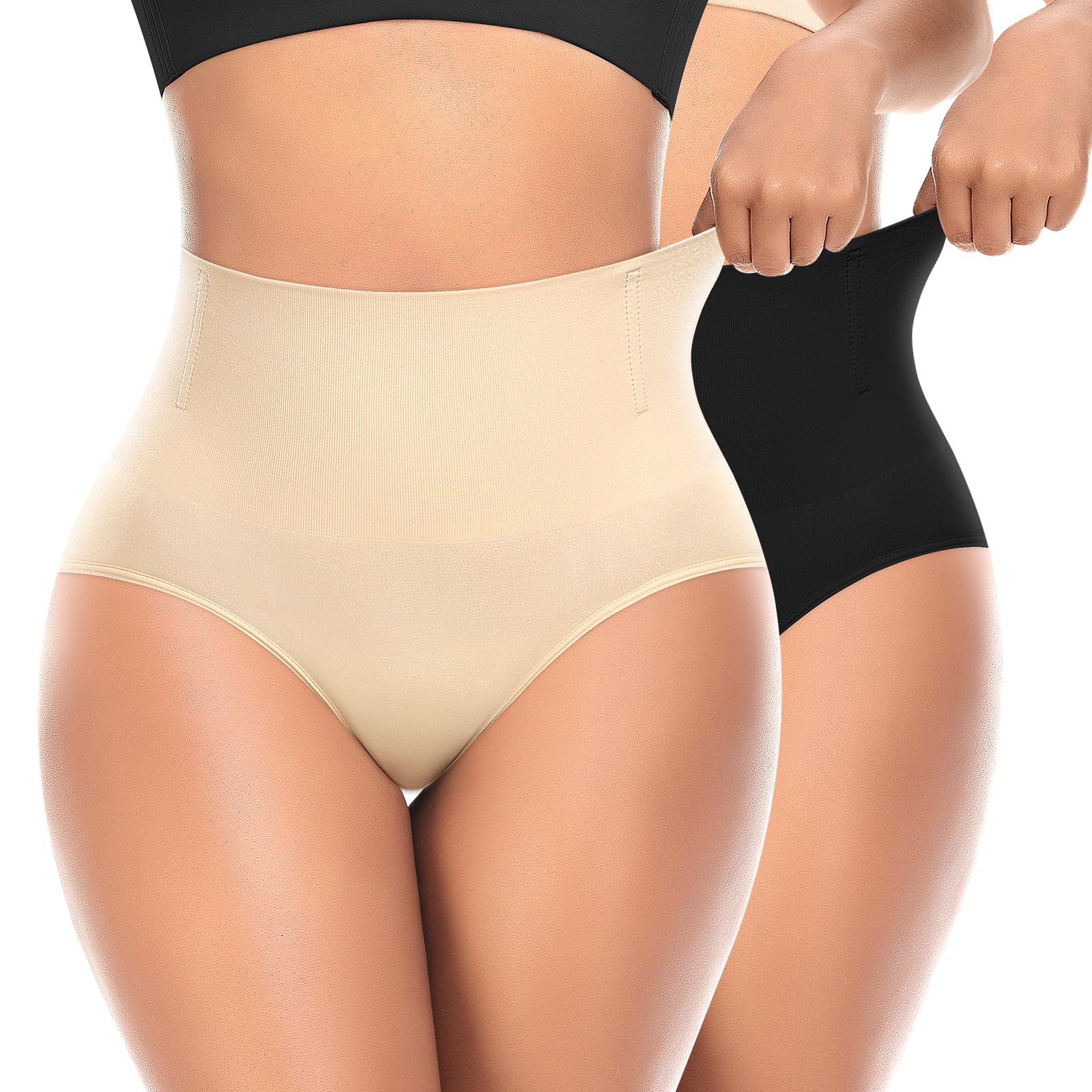 Photo 1 of Tummy Control Shapewear Underwear for Women High Waisted Body Shaper Panties Slimming Girdle Shaping Briefs(#A2 Mid Waist Black+beige(mix Set),XX-Large)