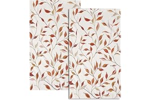 ANCORDIVO Fall Hand Towels for Bathroom Set of 2 Autumn Orange Leaf and Branch Absorbent Kitchen Towels 14.4 x 28.3 Inch Rustic Thanksgiving Fingertip Towels for Home Hotel Gym Spa