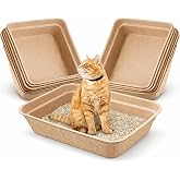 Disposable Cat Litter Box 6 Pack &ndash; Eco-Friendly Kitty Litter Box, 100% Biodegradable Paper Pulp, Leak-Proof Disposable Travel Litter Boxes for Cats, Cat Tray 18"x13"x4"