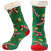 KAKAVENTE Christmas Slipper Socks for Women,Fuzzy Socks with Grips Non Slip Skid,Cute Christmas Socks