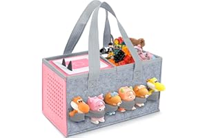 IBVIVIC Carrying Case for Toniebox Starter Set and Figurines, Portable Travel Felt Cloth Musical Toy Folding Bag with Handle for Toniebox 2 and Accessories (Pink)