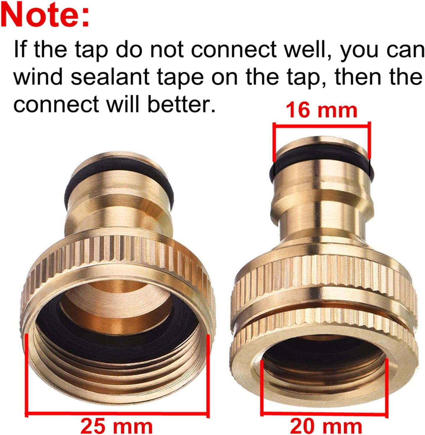 2 Pack Brass Garden Hose Tap Connector, 1/2 Inch and 3/4 Inch 2in1