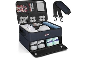 ANILD 2 Layer Golf Trunk Organizer to Store Golf Accessories,Equipped with Separate Compartment for 2 Pair Shoes,and Storage for Balls, Tees, Clothes, Gloves, Accessories