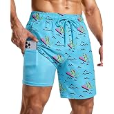 CoozySphere Men's Swim Trunks with Compression Liner 7 Inch Quick Dry | Anti Chafing Support, Breathable Inner Layer, Board Shorts Ideal For Beach And Water Sports