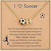 AULSIEY Initial A-Z Soccer Necklace for Girls Teens Women, Soccer Stuff Favors Christmas Birthday Jewelry for Her Lovers 17+2 Inches