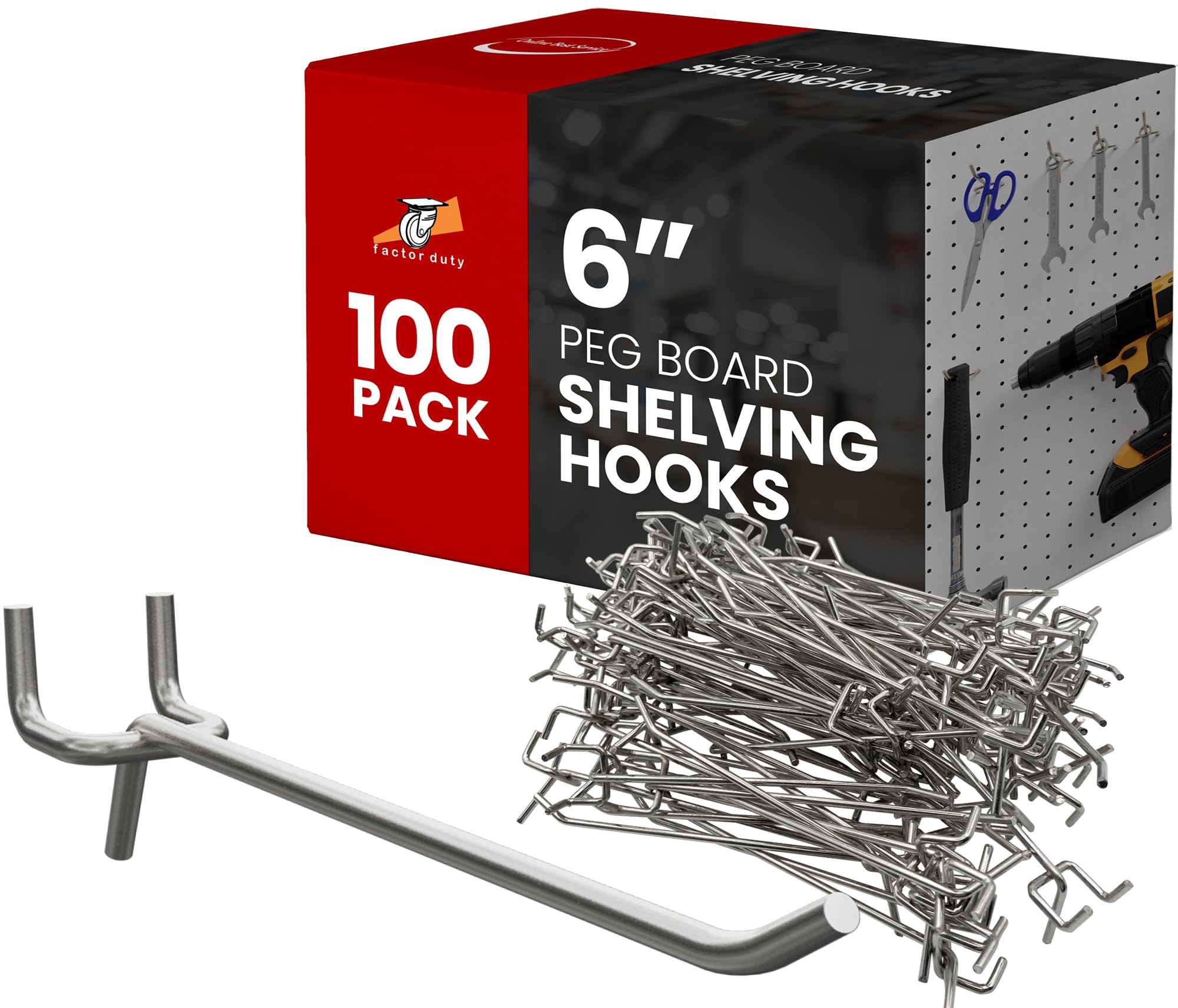 Online Best Service 100 PCS PEG Board Pegboard Shelving Hooks 6" Length, Fit 1/4" or 1/8" Pegboard for Tools, Crafts Peg Boards and More, Wholesale Lot PEG Hooks