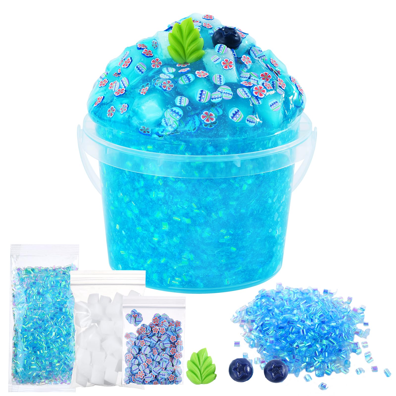 Newest Glimmer Slime Crunchy, Blueberry Sugar Blitz Slime kit for Girls,Super Soft and Non-Sticky, Birthday Gifts Party Favors