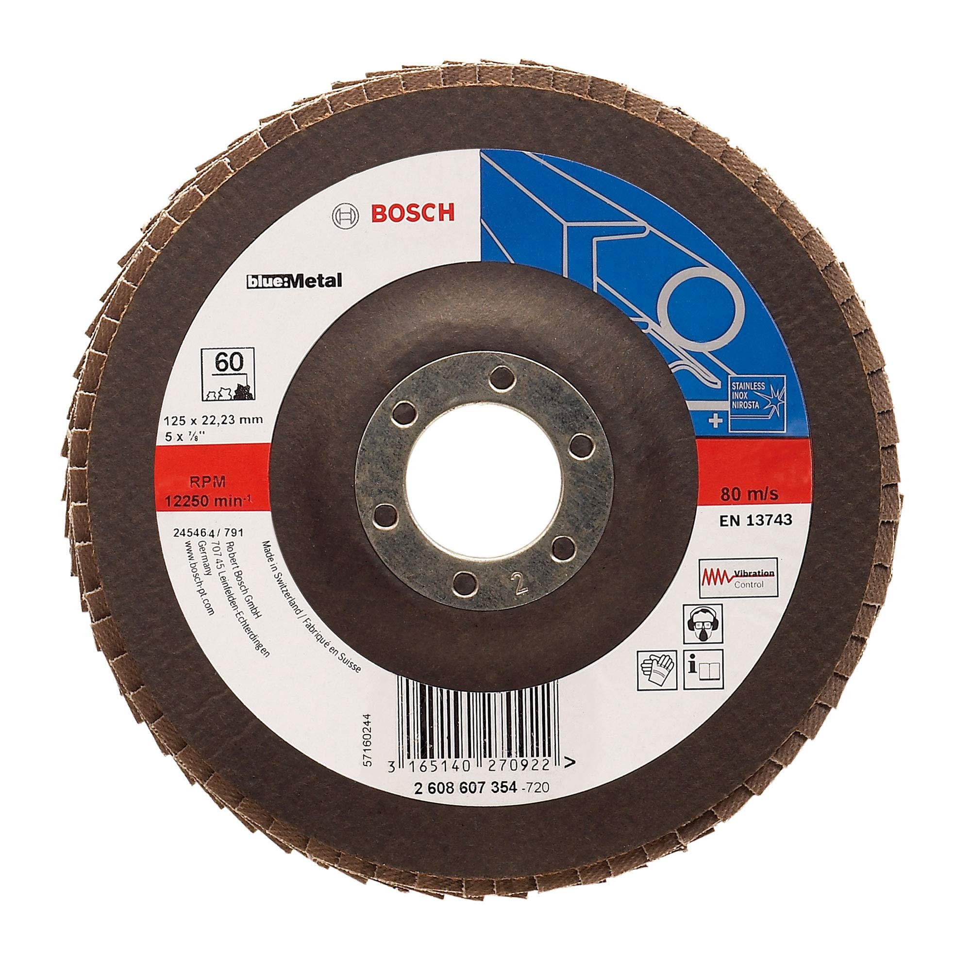 Bosch 2608607353 (2 608 607 353) Flap Disc 125 Mm, 22,23 Mm, 40, U/min