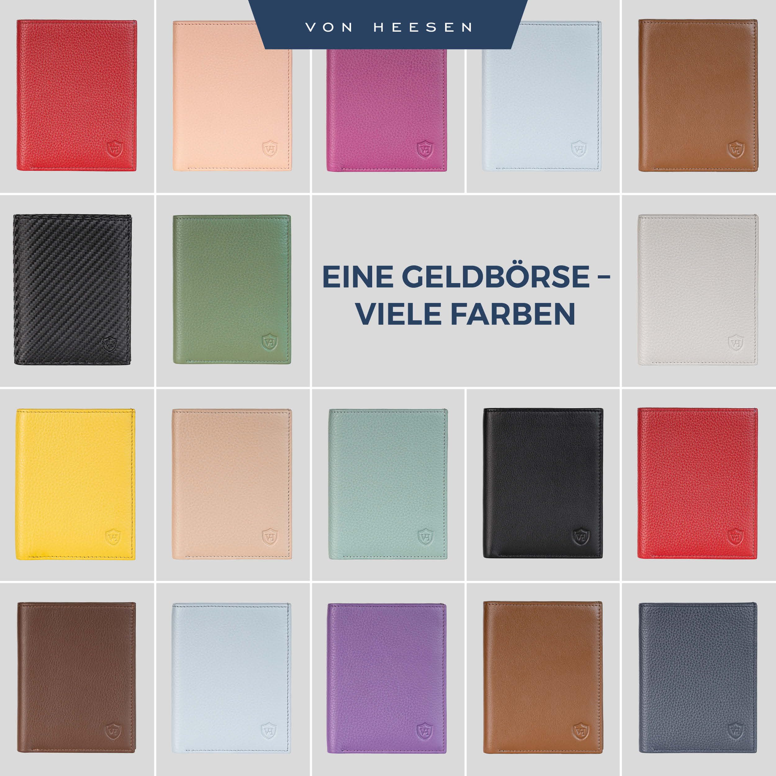 VON HEESEN Leder Geldbörse Herren mit Münzfach & RFID Schutz I Echtleder Geldbeutel für Männer & Damen I Portemonnaie Brieftasche Wallet Portmonee (Gelb, OHNE MÜNZFACH) 8