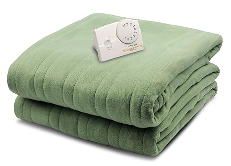 Biddeford Blankets Comfort Knit Heated Blanket Full Sage Amazon
