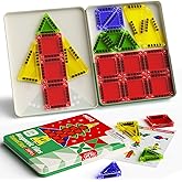 MEIQ Magnetic Tiles Travel Storage Mini STEM Blocks Festive Box 26PCS 3+ | STEM magnetic building tiles with festive travel box. Great for road trips, airplanes, Montessori play &amp; on-the-go fun