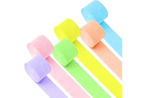 BOEIAC Crepe Paper Streamers, 6 Rolls 492ft Party Streamers, Pack of 6 Pastel Colors Crepe Paper for Birthday Party Decorations Wedding Bridal Baby Shower Other Celebration (2.37 Inch x 82 Ft/Roll)