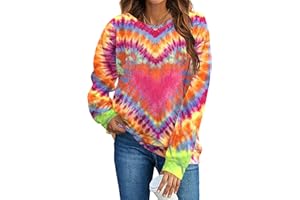 JINTING Valentine Sweatshirts for Women - Tie Dye Heart Valentine's Days Shirt Love Vibes Long Sleeve Pullover Tops