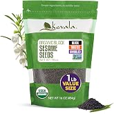 Kevala Organic Black Toasted Sesame Seeds - 1 lb, Unhulled Roasted Seeds | 16 oz, For Making a Black Tahini Paste and Hummus 