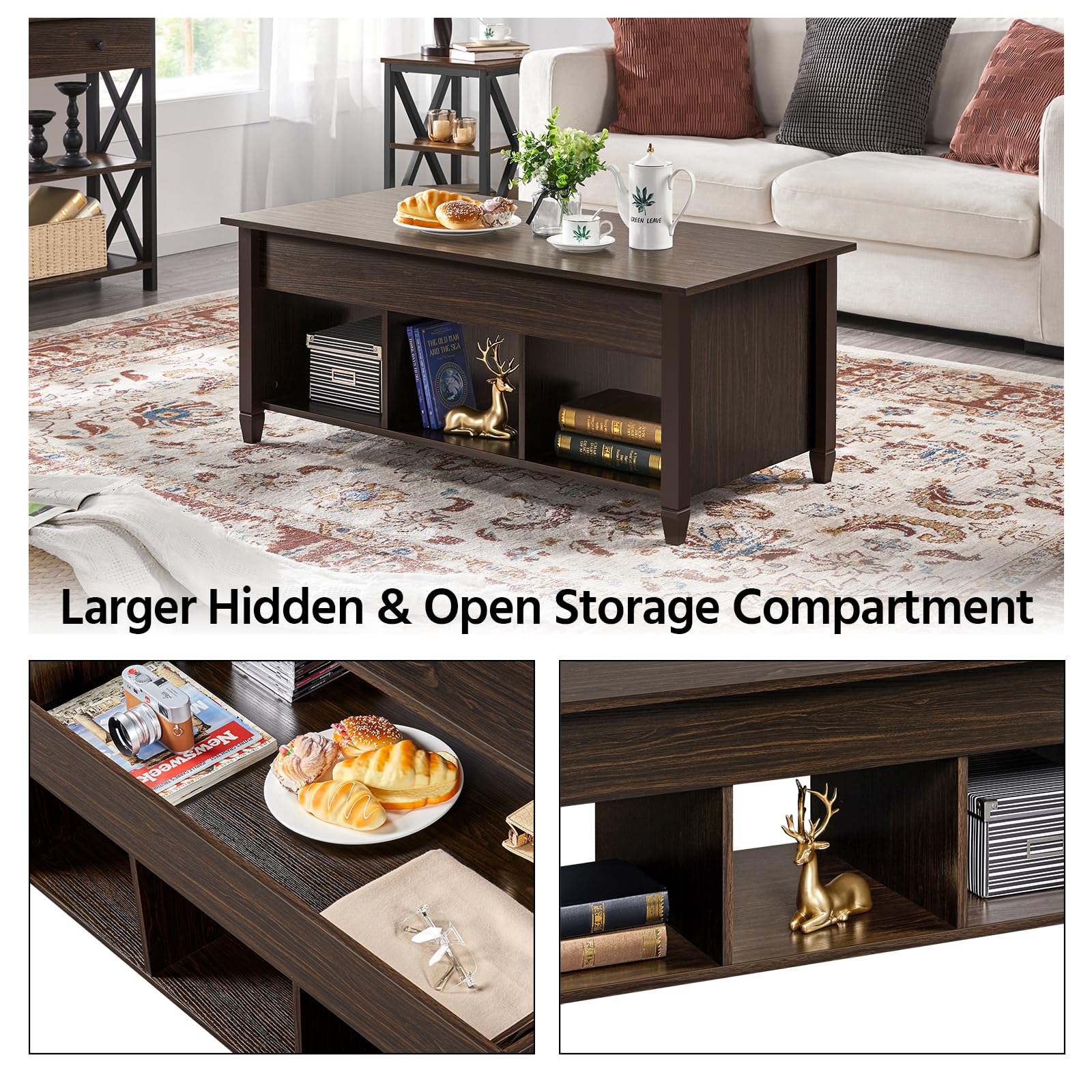 Mua Yaheetech Coffee Table, 47.5in Lift Up Coffee Table with Hidden ...