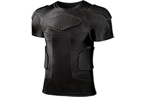 Men Padded Proctective Shirt 6-Pads Chest Rib Protector Padded Football Shirt Protective Gear for Football Rugby Basketball