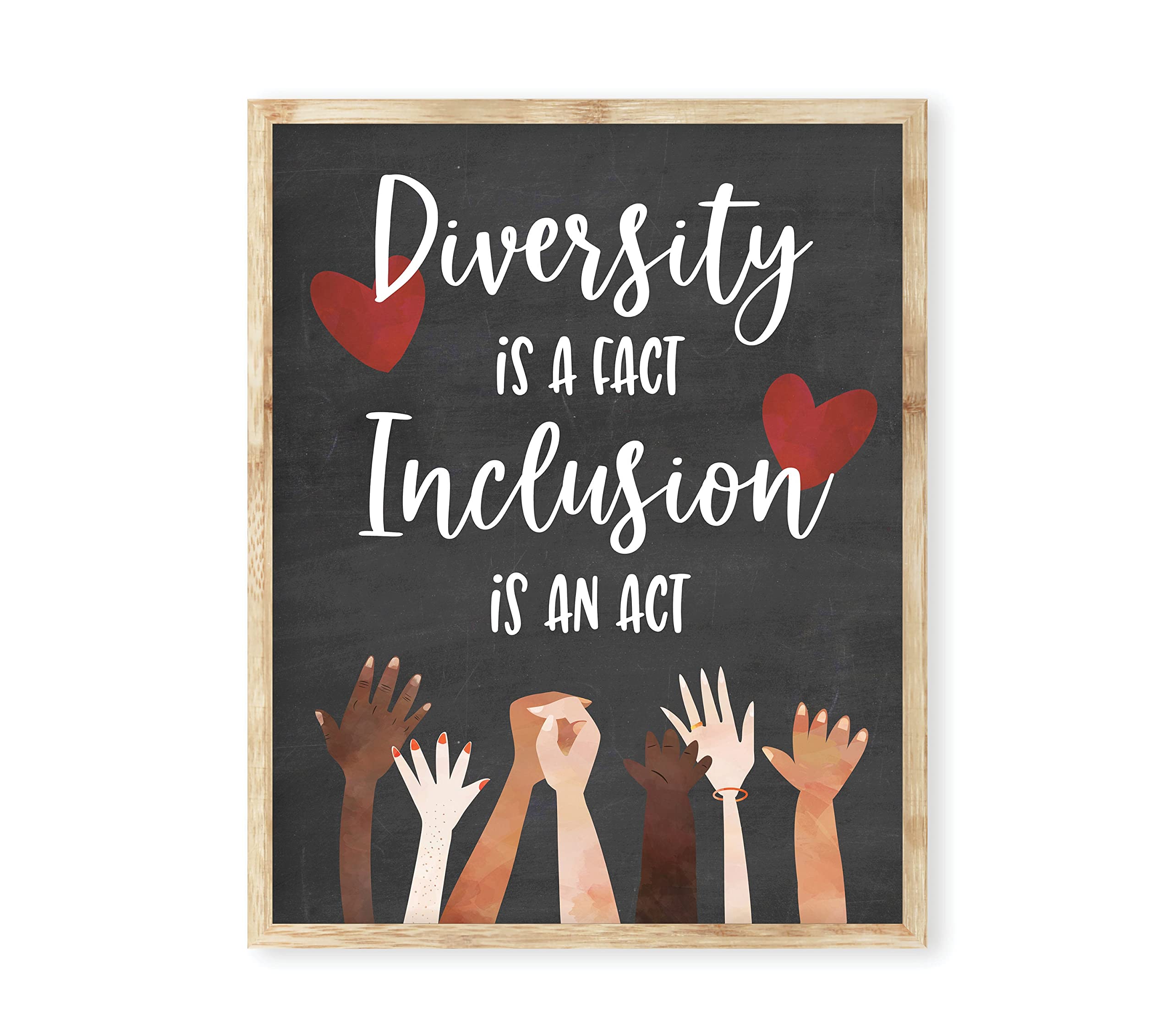 Metal Tin Sign Diversity is A Fact Inclusion is an Act, Inspirational Classroom Art Deco Poster, Kindness Matters, Racial Equality, Disability Awareness Classroom Decorative Wall Art 8x12inch
