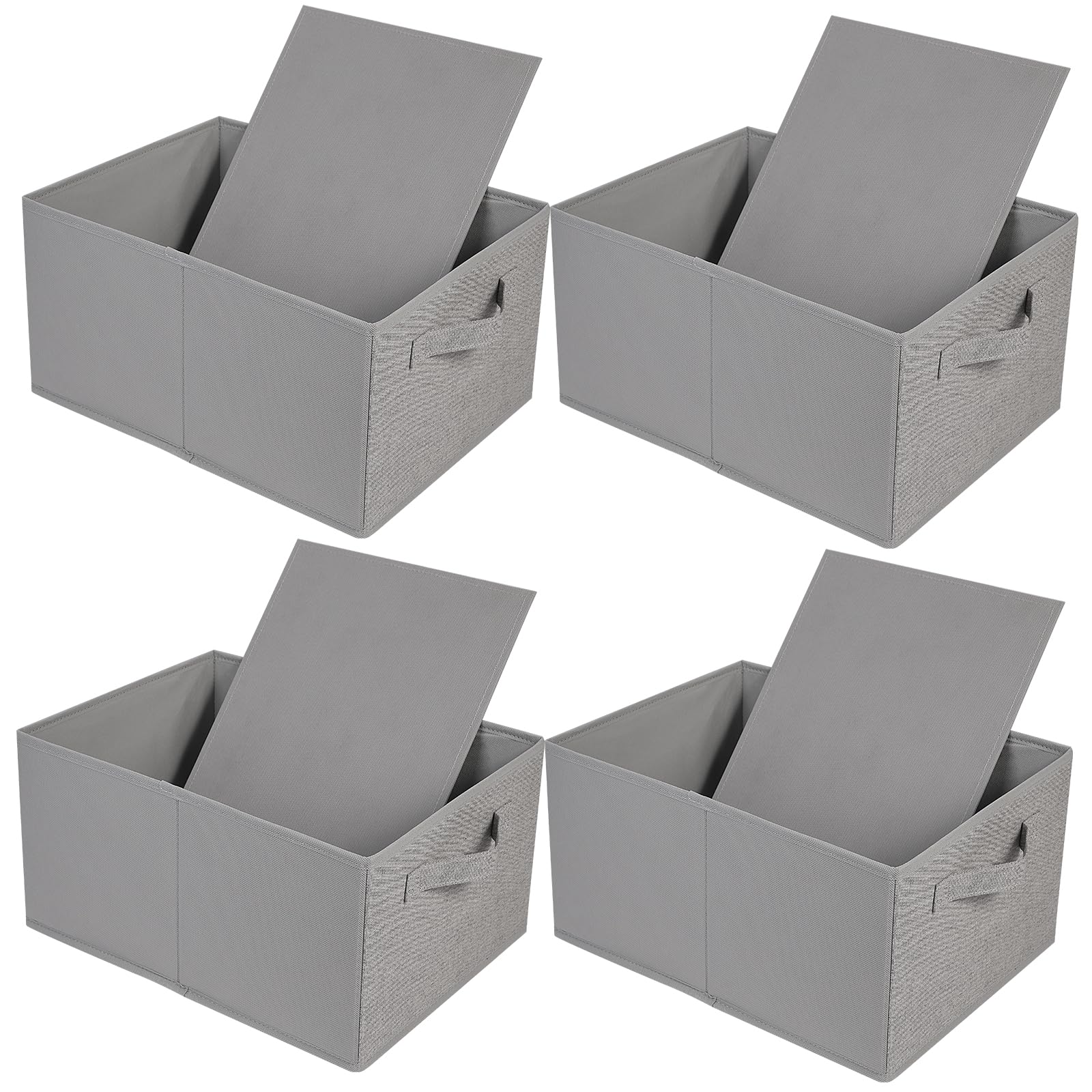 JAKAGO Foldable Wardrobe Storage Boxes 4 Pack, Superior Fabric Wardrobe Storage Organiser 39 x 29 x 20 cm, Clothes Drawers Organiser for Clothes Shirts Pants Towels Toys（Grey）