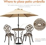 Yaheetech 3-Piece Patio Bistro Set, Bronze Metal, Umbrella Hole view 3