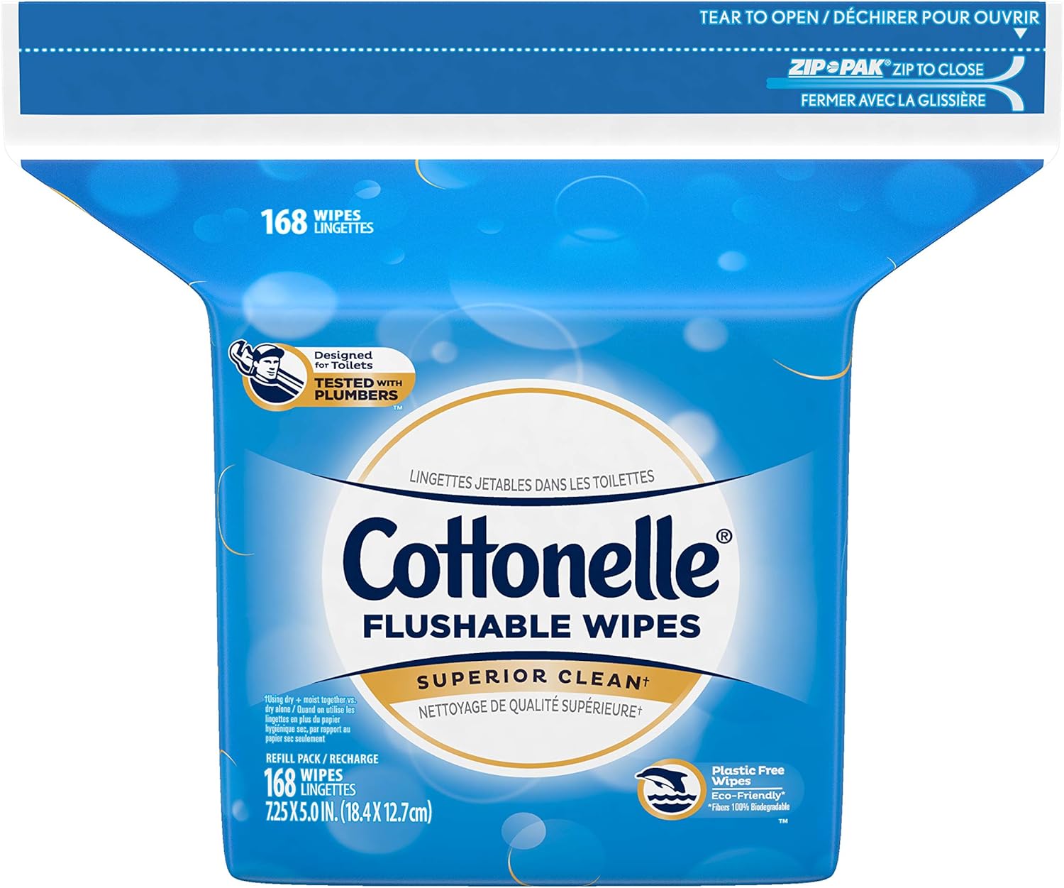 Cottonelle Flushable Wet Wipes, 168 Wipes per Pack, 1 pack, For Adults