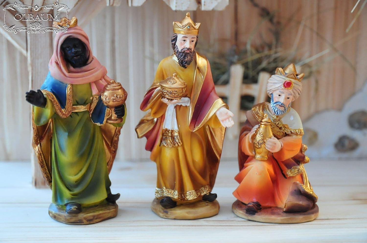 Set di statuine dei 3 Re Magi: Gaspare, Melchiorre e Baldassarre, con i