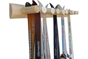 LOG KAYAK RACK 10-Place Wall-Mounted Ski Log Racks - Pole Organizer & Skis Wall Mount Garage Racks, Indoor & Outdoor Vertical Ski Holders for Walls, Hangers for Skis Indoor Storage - Unfinished