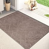 PURRUGS Dirt Trapping Door Mat 20" x 31.5", Non-Slip Machine Washable Entry Rug, Dog Doormat, Indoor Front Door Mat, Super Absorbent Entryway Rug for Muddy Shoes & Paws, Grayish Brown