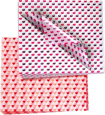 ASTARON Valentine's Wax Paper Sheets 100 Pcs 25x35 cm Heart Patterns