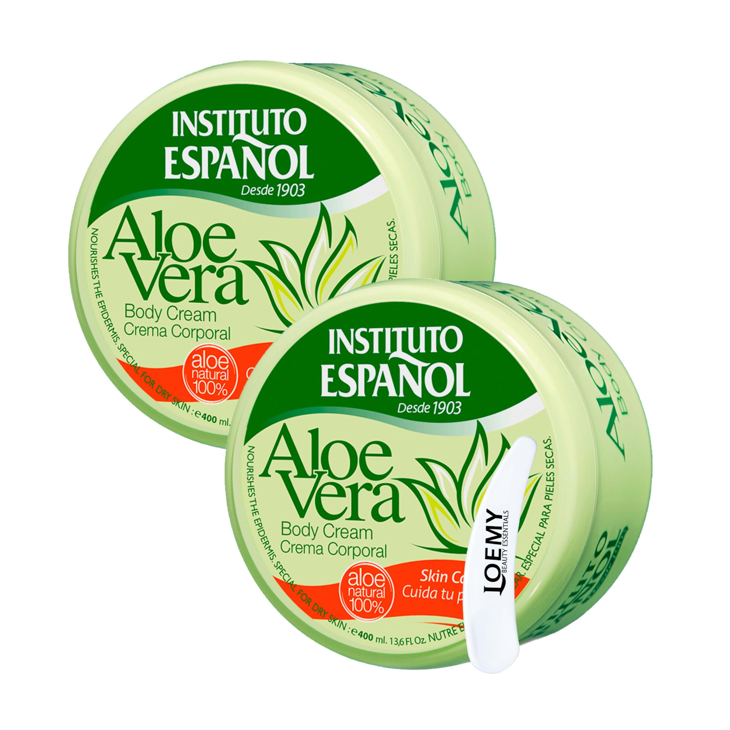 Instituto Espanol Aloe Vera Body Cream Face Cream Hand Cream 100% Natural Aloe Vera Body Cream 2 x 400 ml
