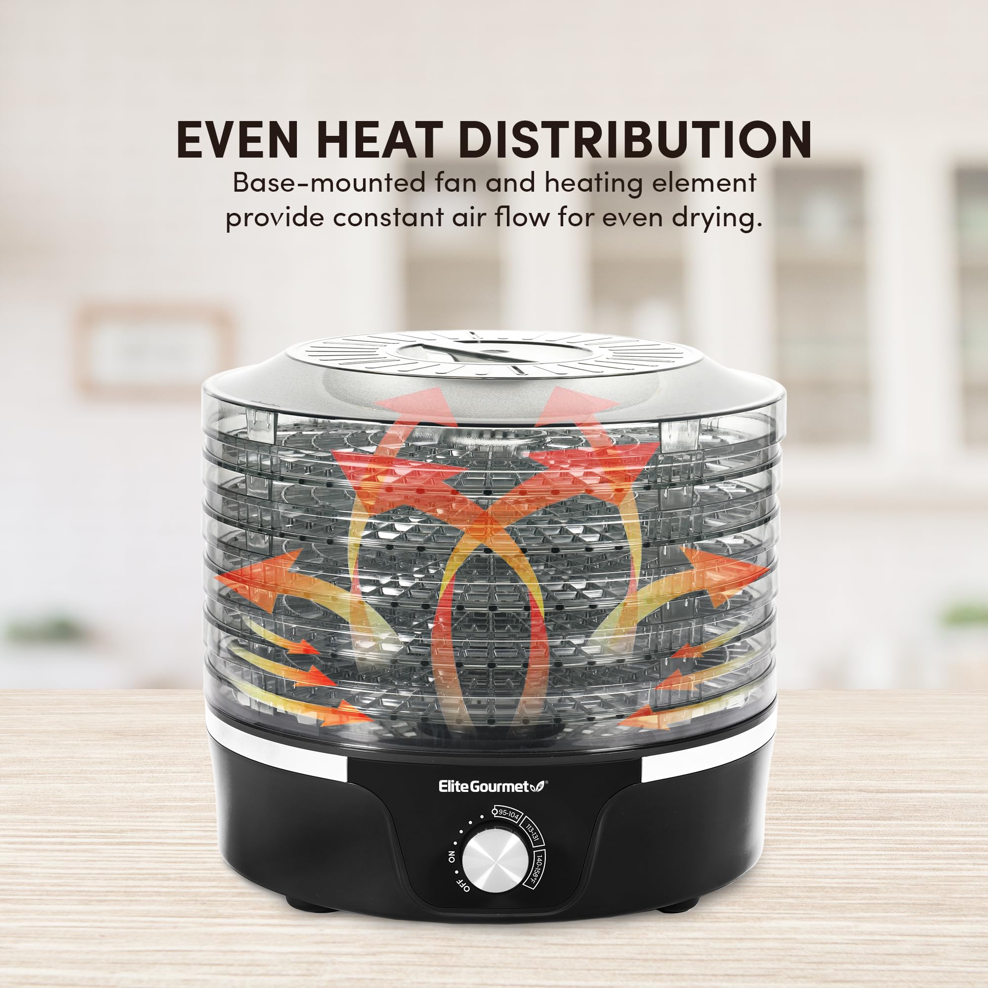 Elite Gourmet EFD319 Food Dehydrator, 5 BPA-Free 11.4