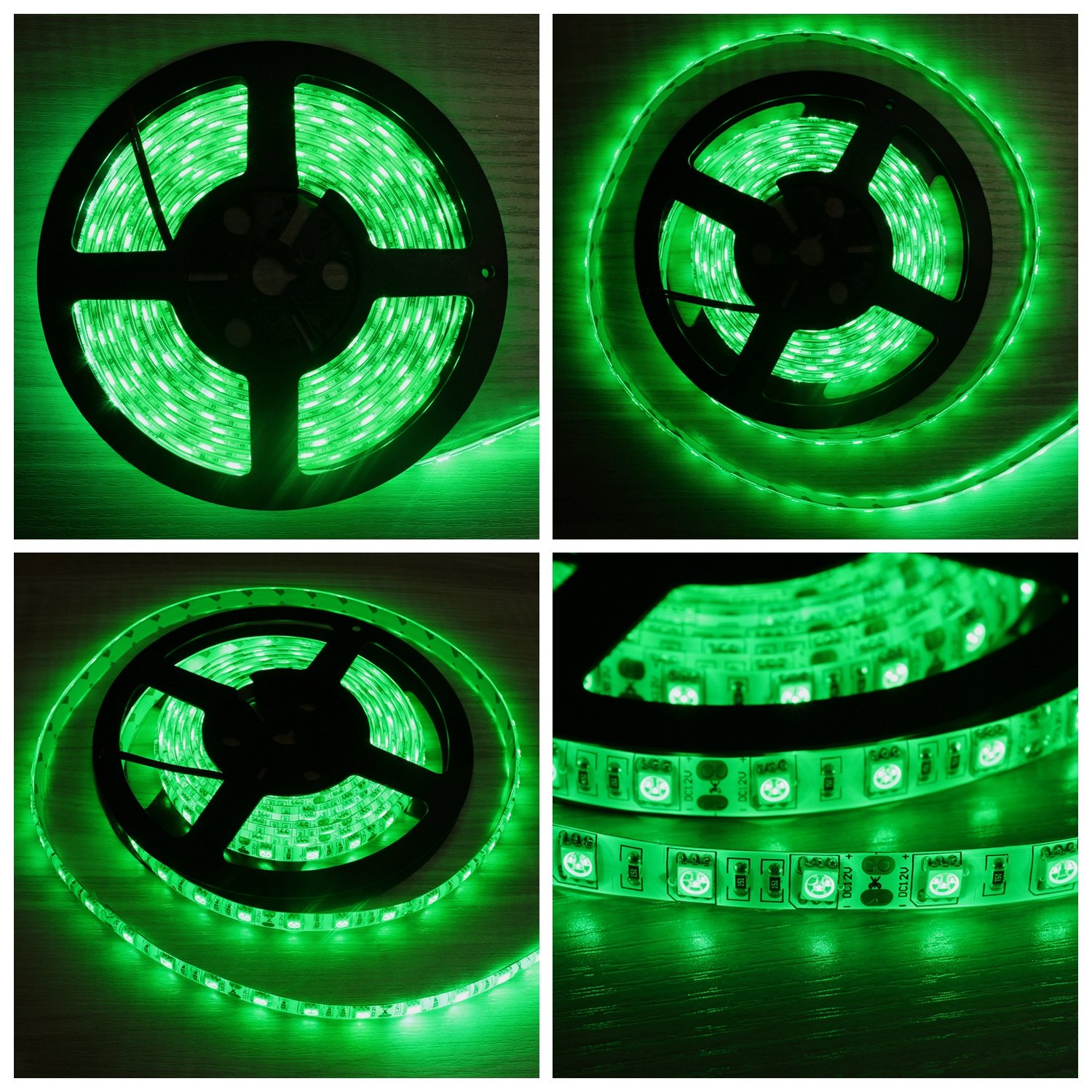 B2ocled 12V DC Flexible LED Strip Lights, 16.4ft/5m LED Light Strips,300 Units 5050 LEDs, Non-Waterproof, Lighting Strips, LED Tape-Green