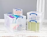 Really Useful Box 84 Litre Clear Storage Box Stackable Secure Handles view 4