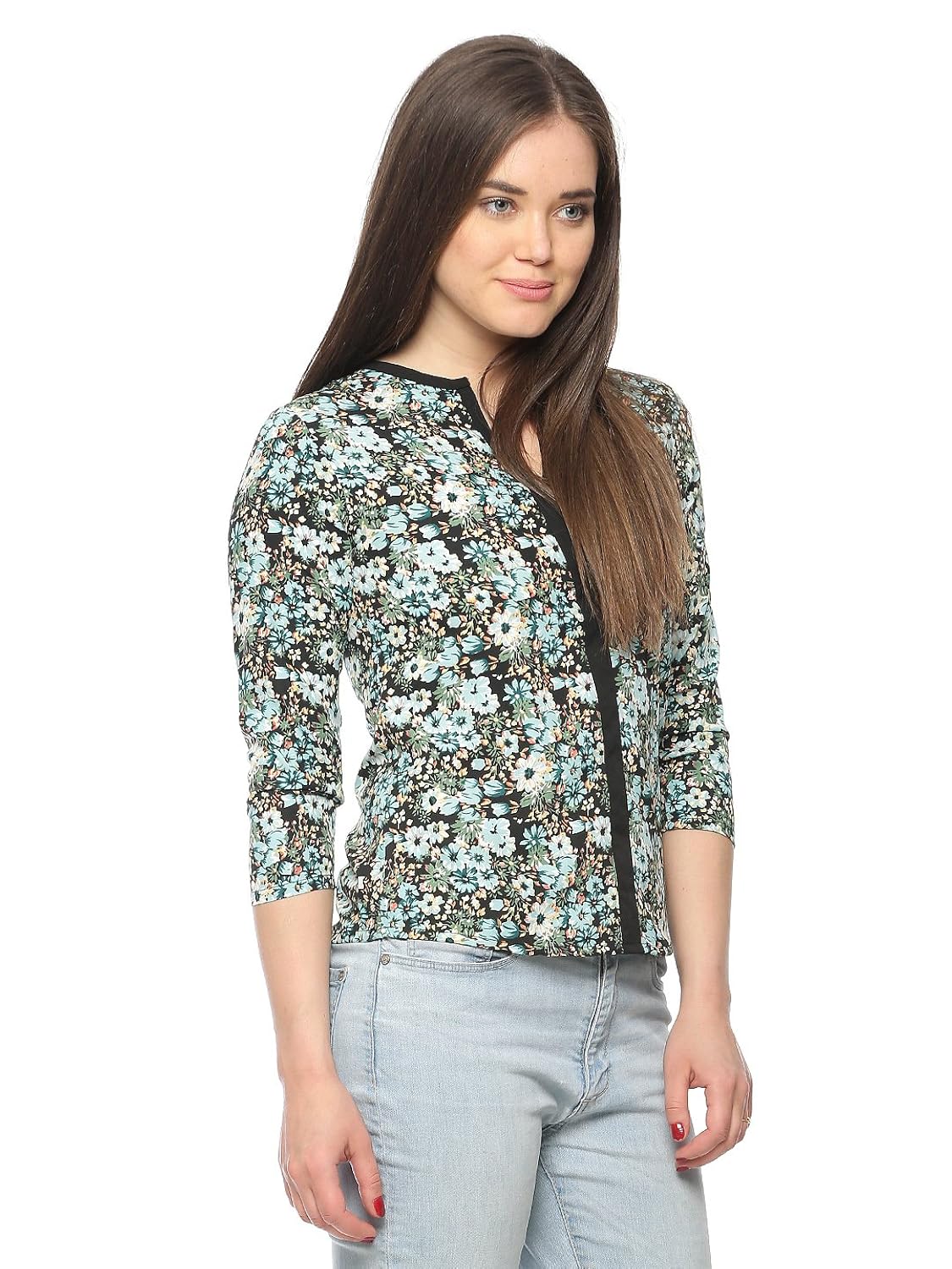 vvoguish dark green flower print top