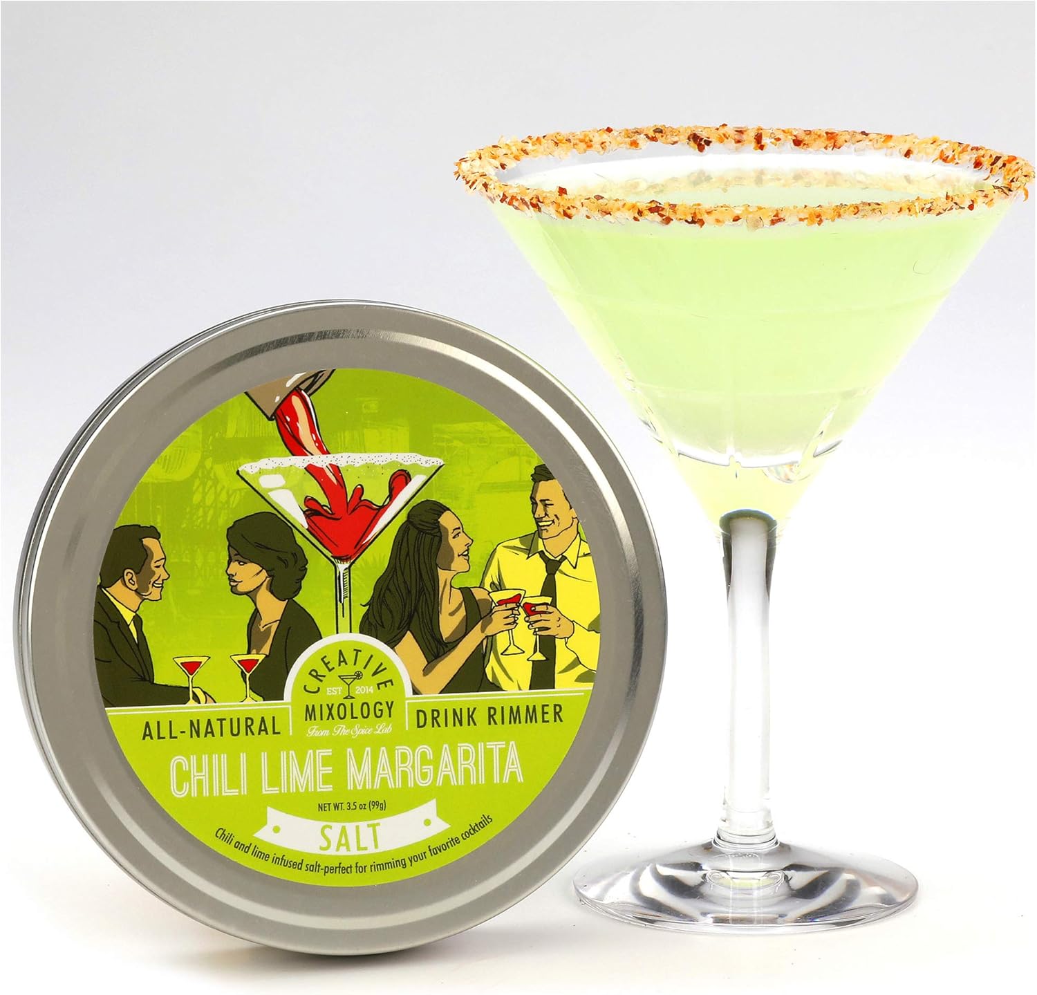  | The Spice Lab Glass Cocktail Rimmer for Martinis & Margaritas - Drink Rimmer- Gluten Free Non-GMO No MSG All Natural Brand - Rim Sugar or Salt for Cocktails (Chili Lime Salt): Rimming Salts & Sugars