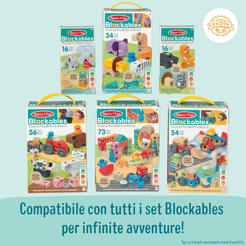 Blockables Set della Fattoria – Set di Costruzioni in Legno con Blocchi Collegabili (56 Pezzi), Gioco Creativo e Educativo, Regalo per Bambini e Bambine, 2+ Anni - Certificati FSC