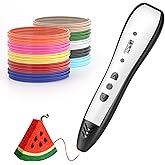 3D Pen,3D Printing Pen with 10 Color PLA Filaments(1.75mm),3D Drawing Pen with LED Display&6 Speed Mode, Stencil Book, Charge
