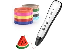 3D Pen,3D Printing Pen with 10 Color PLA Filaments(1.75mm),3D Drawing Pen with LED Display＆6 Speed Mode, Stencil Book, Charge