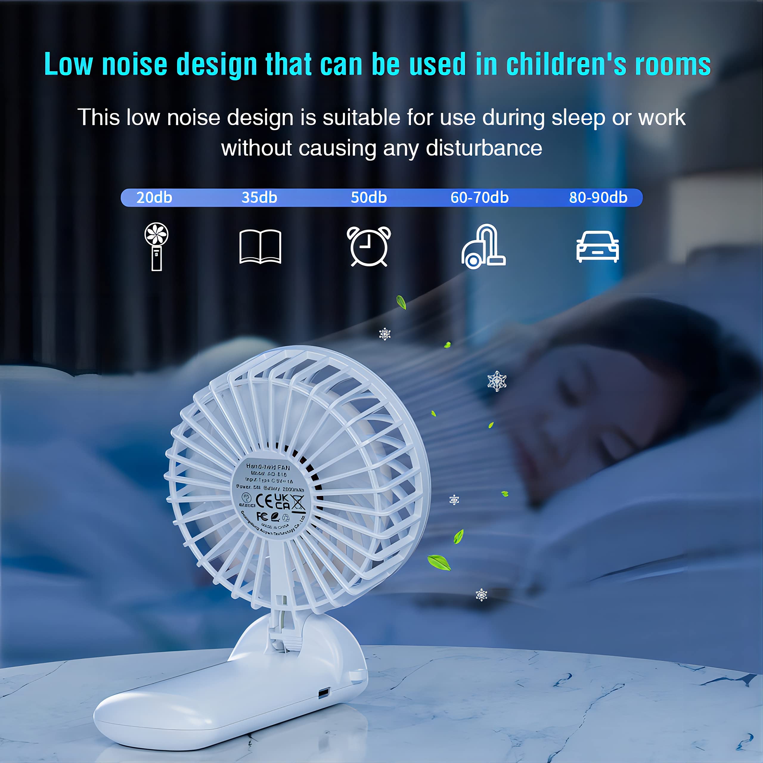 Handheld Fan, Mini Portable Personal Fan with lanyard, 4 Speeds Level 180° Foldable Design for Desk/Travel/Office/Outdoor