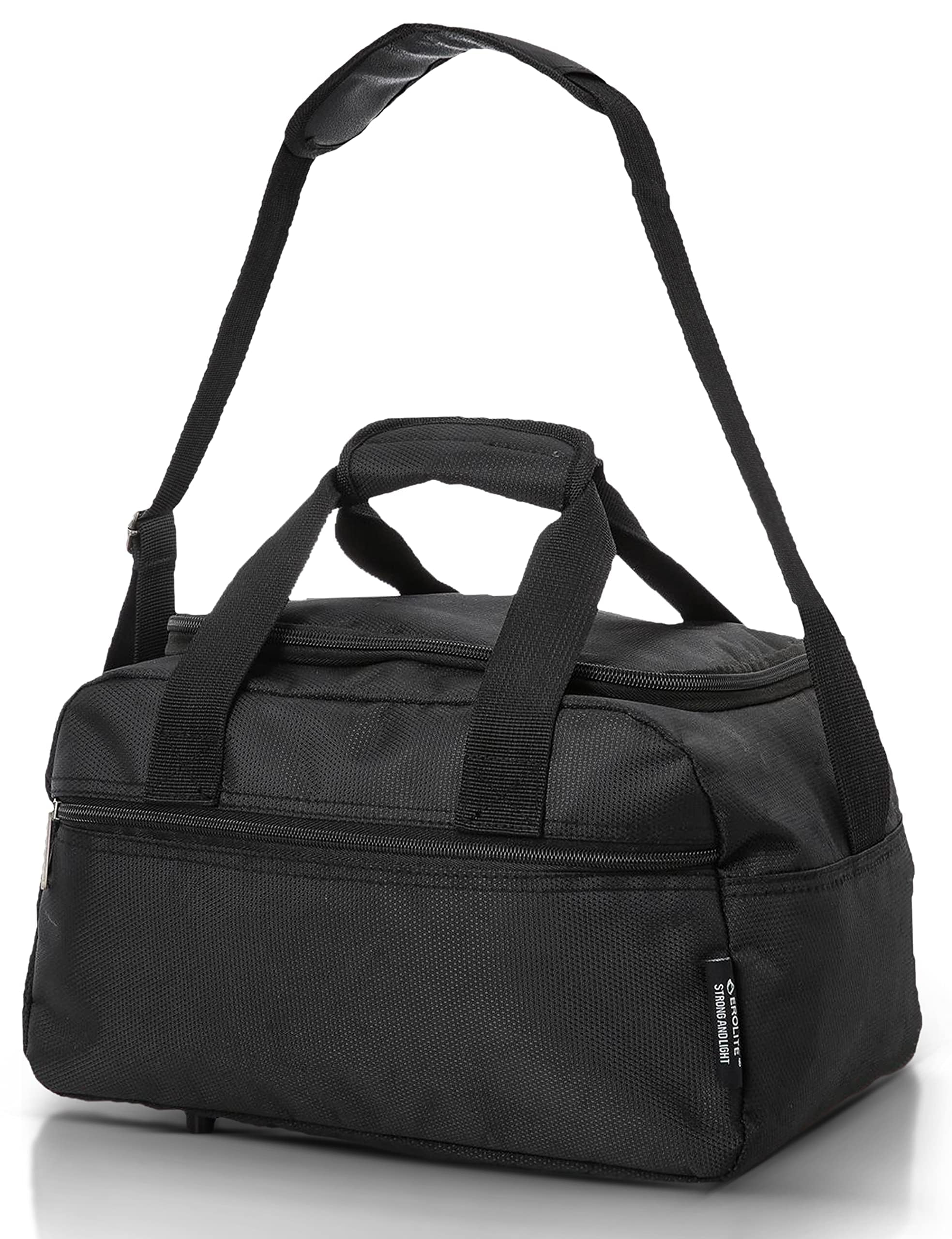 Aerolite Premium Ryanair & Wizz Air Under Seat Cabin Bag - Foldable Lightweight Carry On Hand Cabin Luggage Underseat Flight Travel Holdall Bag 40x20x25 Black