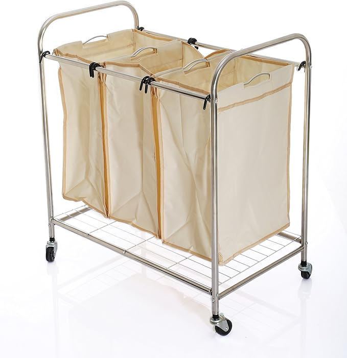 vecelo Möbel Wäschekorb Wagen/Sortiermaschine Waschen Trolley mit 3