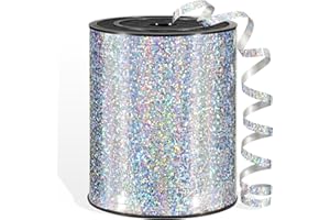 Aoropo 600 Yards Silver Shiny Curling Ribbon 1/5 Inch Metallic Silver Balloon String Ribbon for Gift Wrapping, Birthday Party Christmas Crafts