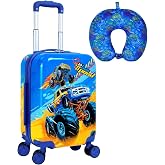 Kids Luggage Set 2PCS with Wheels, Truck Rolling Carry-On Suitcase for Boys | Smooth 360° Spinner Wheels, 9.5