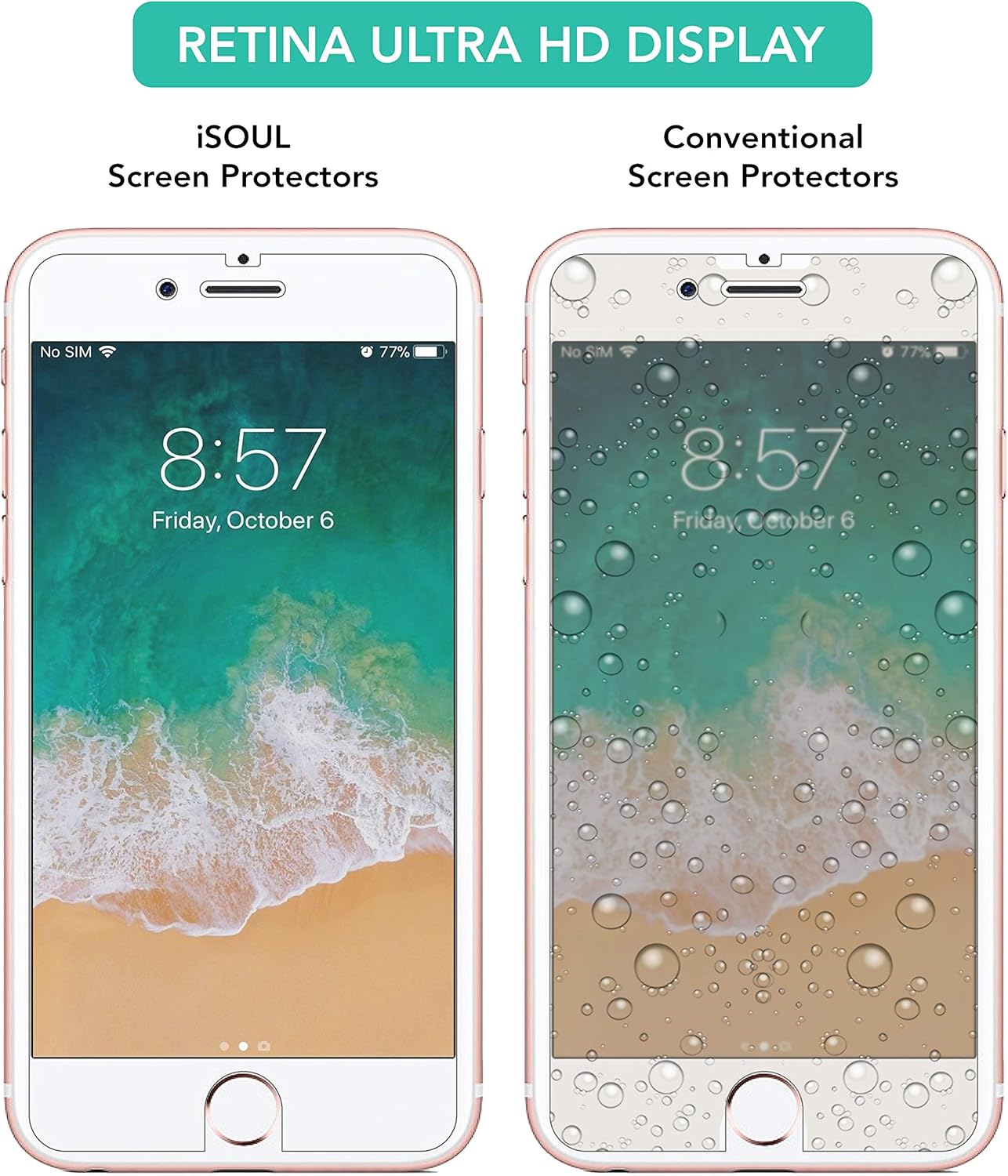 iSOUL Screen Protector for iPhone 8 and iPhone 7, iPhone 6s, iPhone 6, 4.7-Inch, Case Friendly, Tempered Glass Film, 4-Pack - Image 5